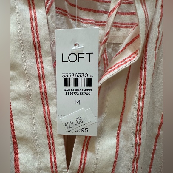 LOFT Red and White Striped Blouse-M - Picture 4 of 6